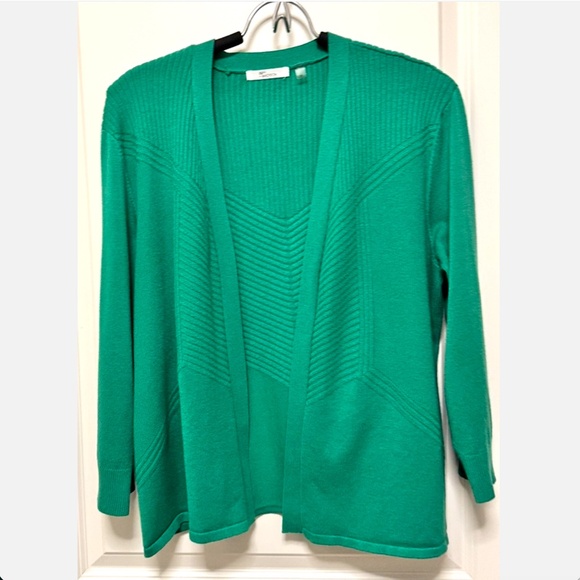 💙 89th + Madison Green Open Front Cardigan – XL – Ribbed Knit Office Basic - Picture 1 of 12